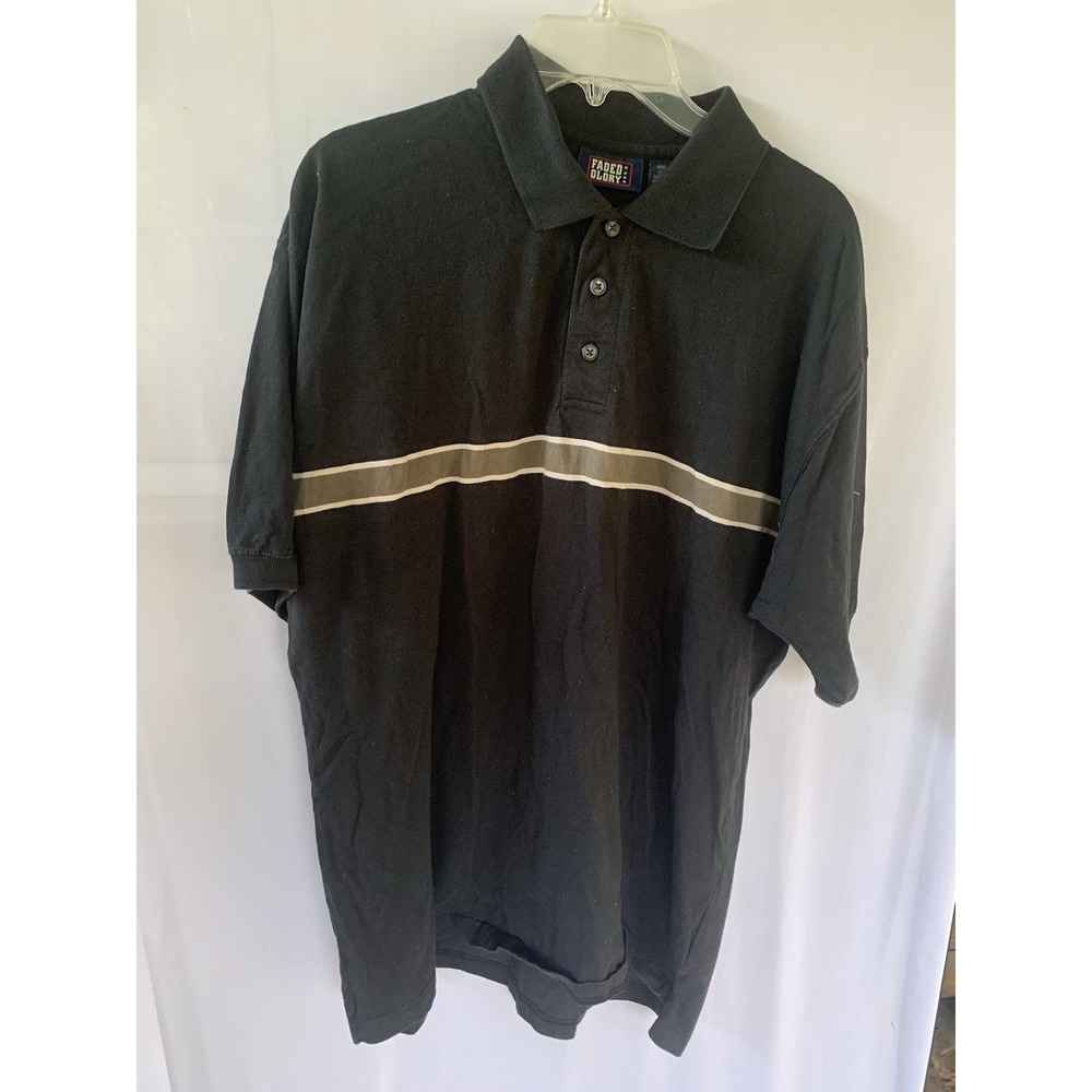 Mens L Faded Glory One Striped Color Block Vintage 90s Polo‎ Street Wear